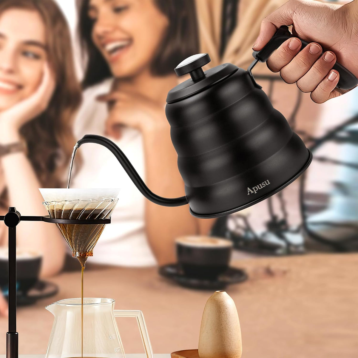 Tea Kettle For Stovetop,Pour Over Kettle for Coffee Thermometer,Silver,28oz