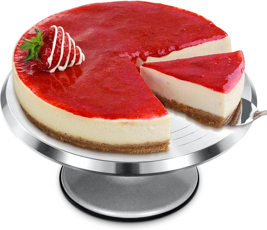12'' Cake Stand, Cake Spinner Cake Decorating Supplies, Round Decorating Turntable Revolving Aluminum Table Holder Baking
