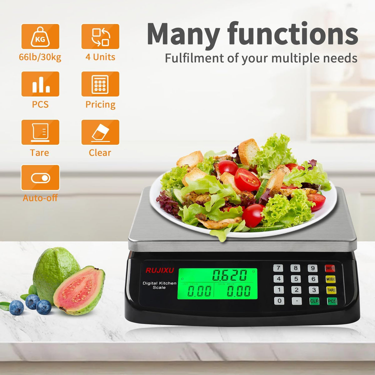 66lb Food Scale Large Kitchen Scales Digital Weight Grams and Ounces