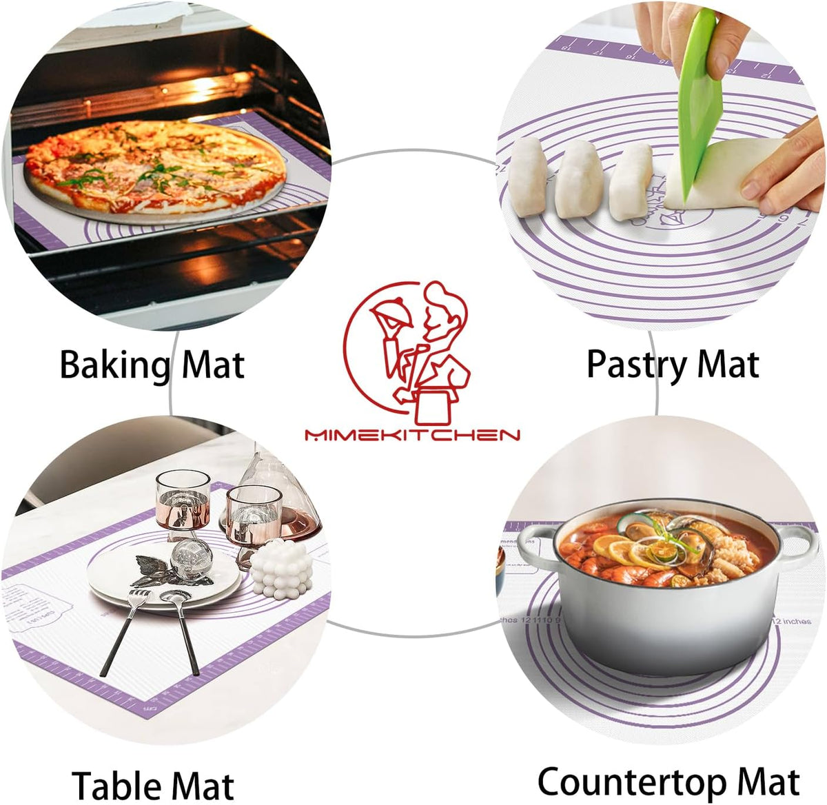 Silicone Mat for Baking, Non Stick Silicone Pastry Mat for Dough Pie Crust, Rolling Mats for Making Cookies Macarons Bread, Easy to Clean&amp; Store
