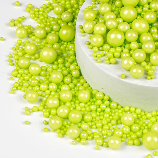 Christmas Green Pearl Sprinkles, Edible Candy Sugar Pearls, 150g/5.29oz, Mix Size, Cake Decorations & Cupcake Toppers,