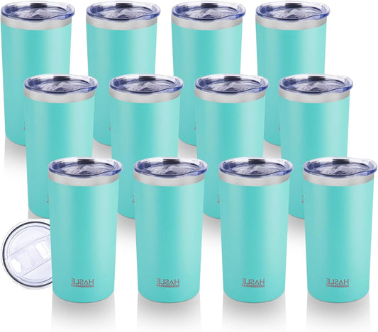 HASLE OUTFITTERS 12oz Skinny Tumbler Bulk, Slim Tumblers Set with Lid, Double Wall Stainless Steel Insulated Travel Coffee