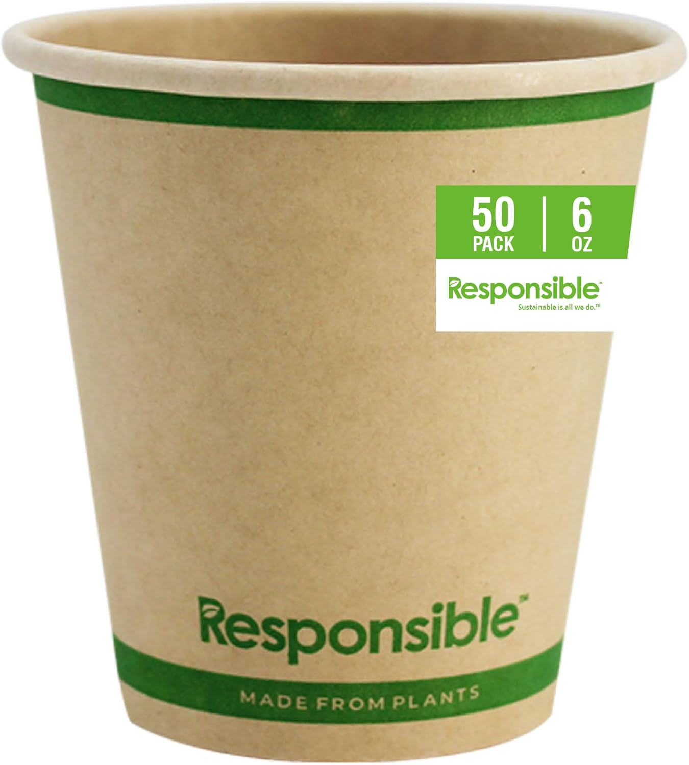 Certified Compostable 6 oz Paper Cups, Cold ＆ Hot Coffee Cups, Disposable Paper Cups, Extra Strength