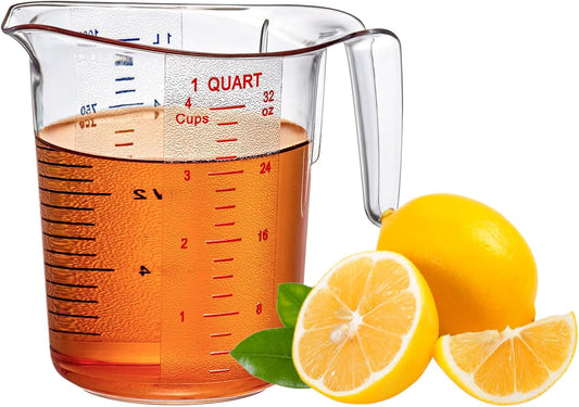 Amazing Abby - Melissa - 32-Ounce Plastic Measuring Pitcher (1-Pack), 4-Cup (1-Quart) Food-Grade Measuring Jug, Unbreakable,