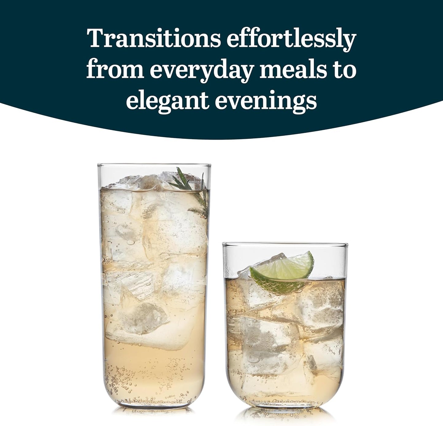 Polaris Axis Tumbler &amp; Rocks Drinking Glasses Set of 16, Glass Cups | 17.75 oz and 15 oz Capacities for Water, Juice, Cocktails, and More with Dishwasher-Safe Convenience for Easy Cleanup