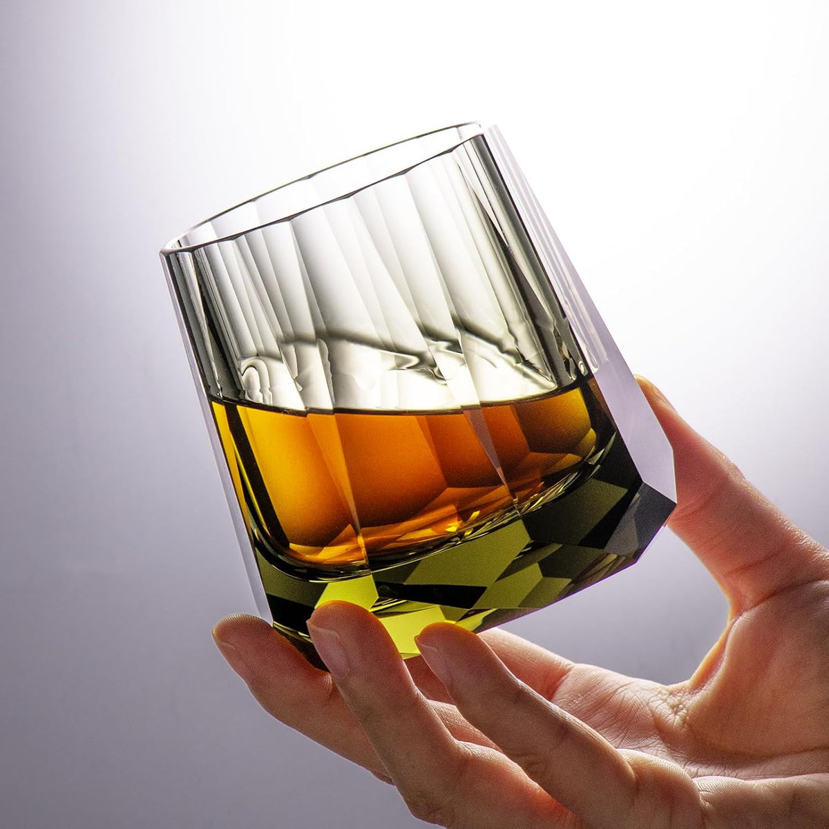 KAMMAK Crystal Whiskey Glasses Set of 2, Handcrafted 6.76oz Old Fashioned Glasses Stemless, Luxury Cocktail Glasses, Hand Blown Scotch Cup for Women, Men Gift for Rocks, Bourbon, Bar Barware