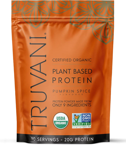 Truvani Vegan Pea Protein Powder | Pumpkin Spice | 20g Organic Plant Based Protein | 10 Servings | Keto | Gluten & Dairy