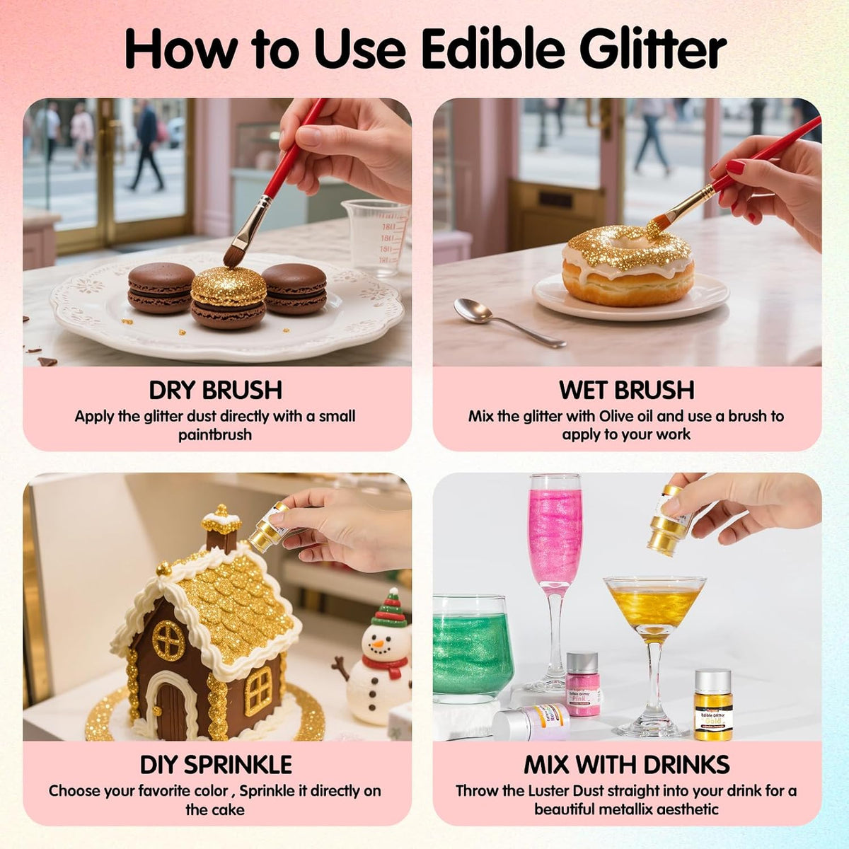 Edible Pink Glitter for Drinks