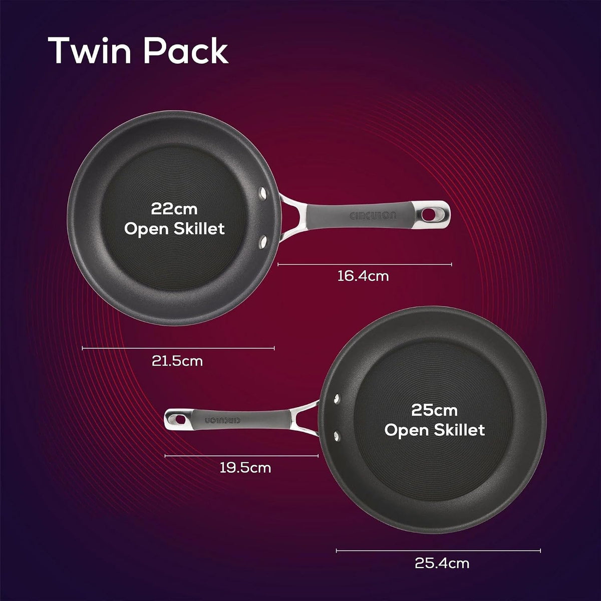 Circulon 83905 Radiance [hard anodized] Nonstick Frying pan set / Skillet Set - 8.5 Inch and 10 Inch, Gray