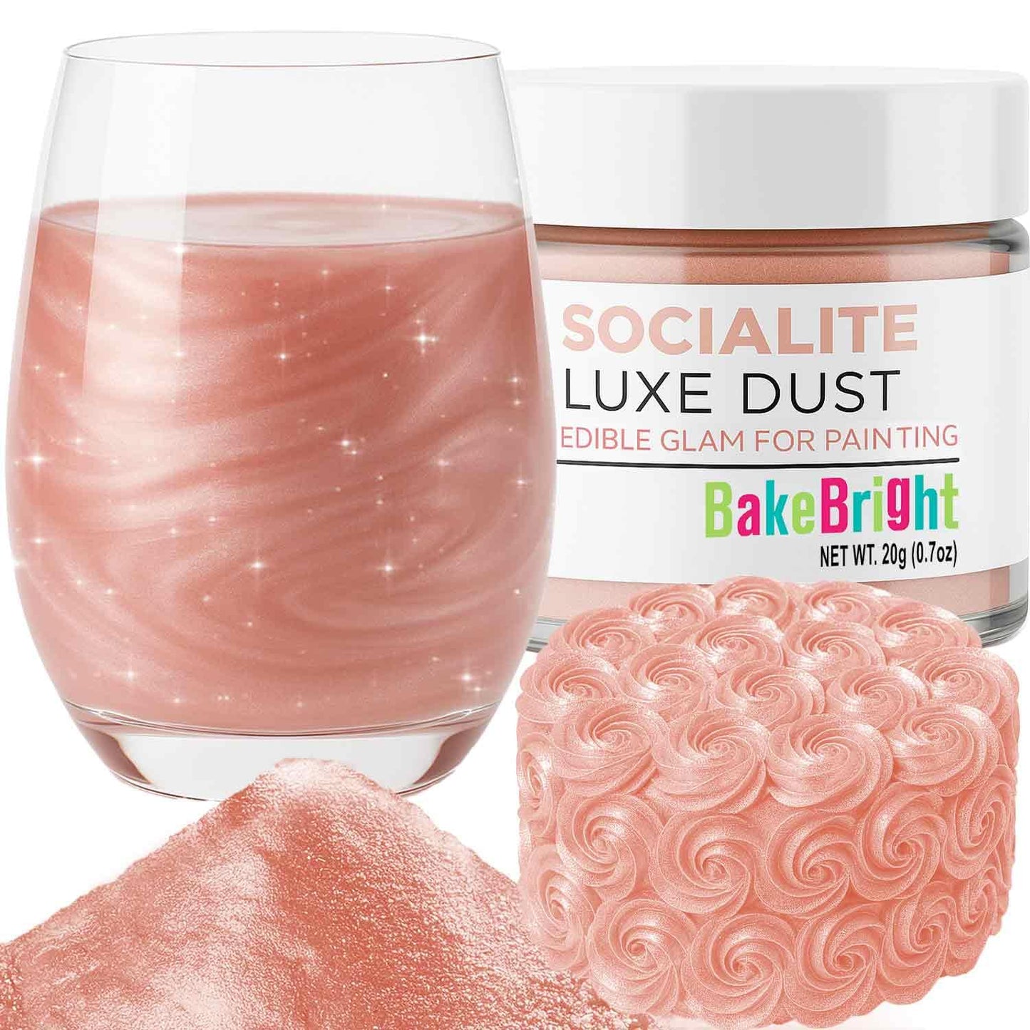 Bulk (20g) Rose Gold Luster Dust Edible Glitter for Cocktails | Premium Edible Rose Gold Luster Dust