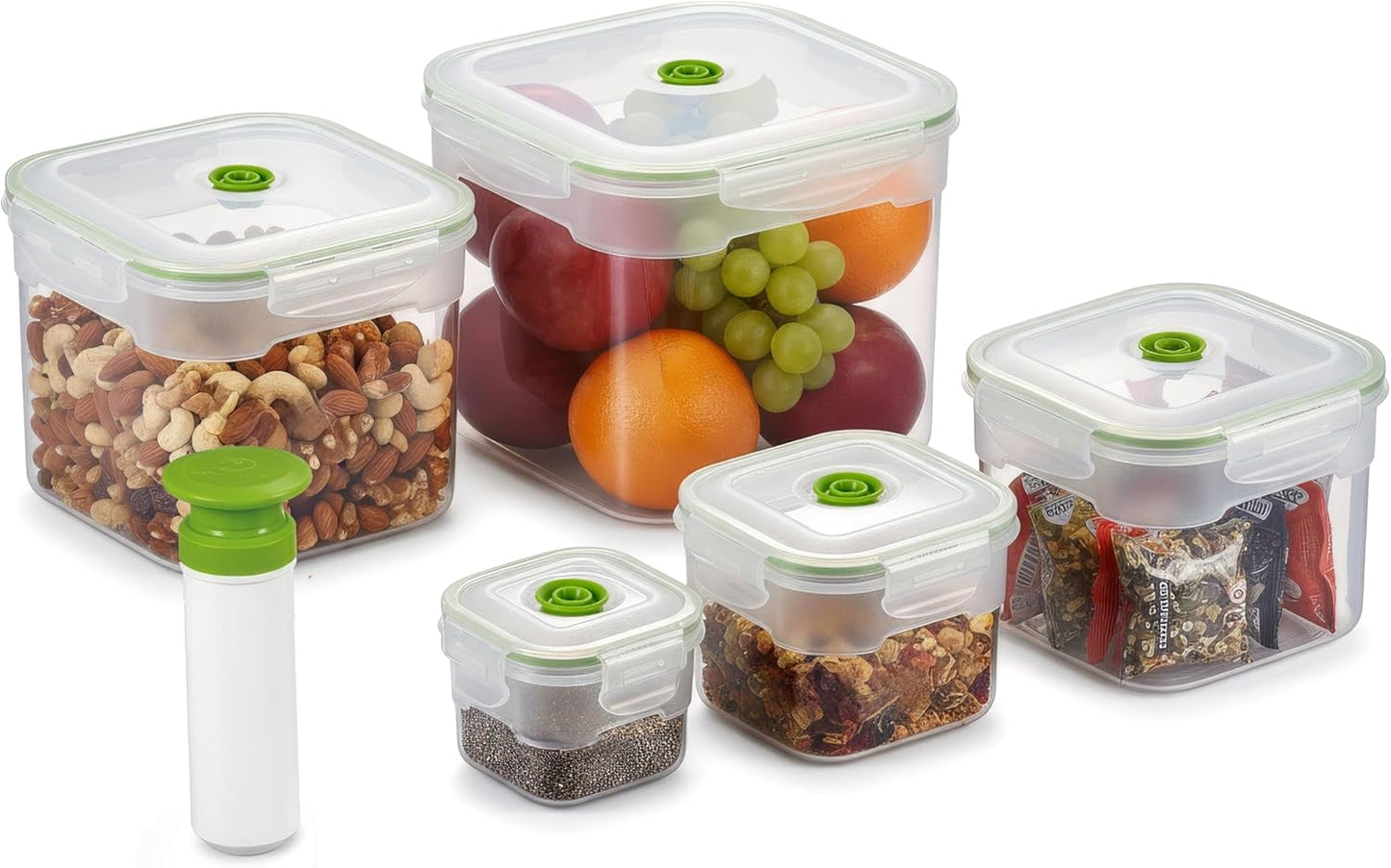Lasting Freshness 11 piece Vacuum Seal Food Storage Containers with Vacuum Pump, Airtight and Leak P