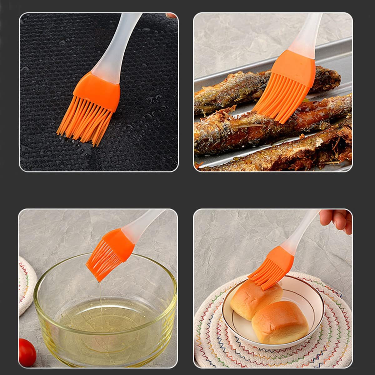 Basting Brush, Basting Brushes Grill Kitchen Silicone Pastry Cooking Brushs &amp; BBQ Basting Brush, Varying Bright Color - Best Kitchen Gadget (Oil Brush 4 Pack)