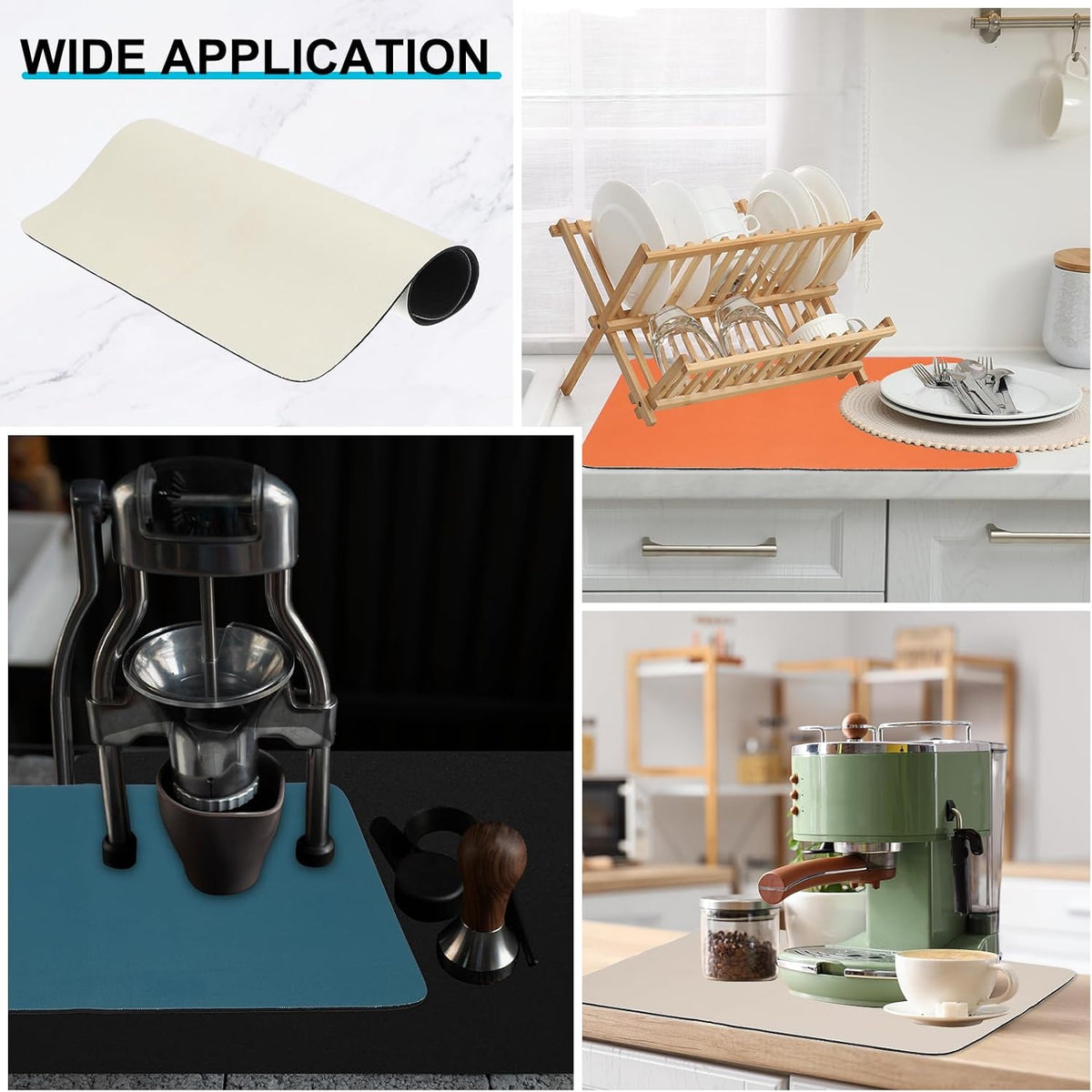 uxcell Silicone Mats for Kitchen Counter, 15.7" x 11.8" Non-Slip Countertop Protector Mat Heat Resistant Coffee Mat Waterproof Table Placemat, Beige