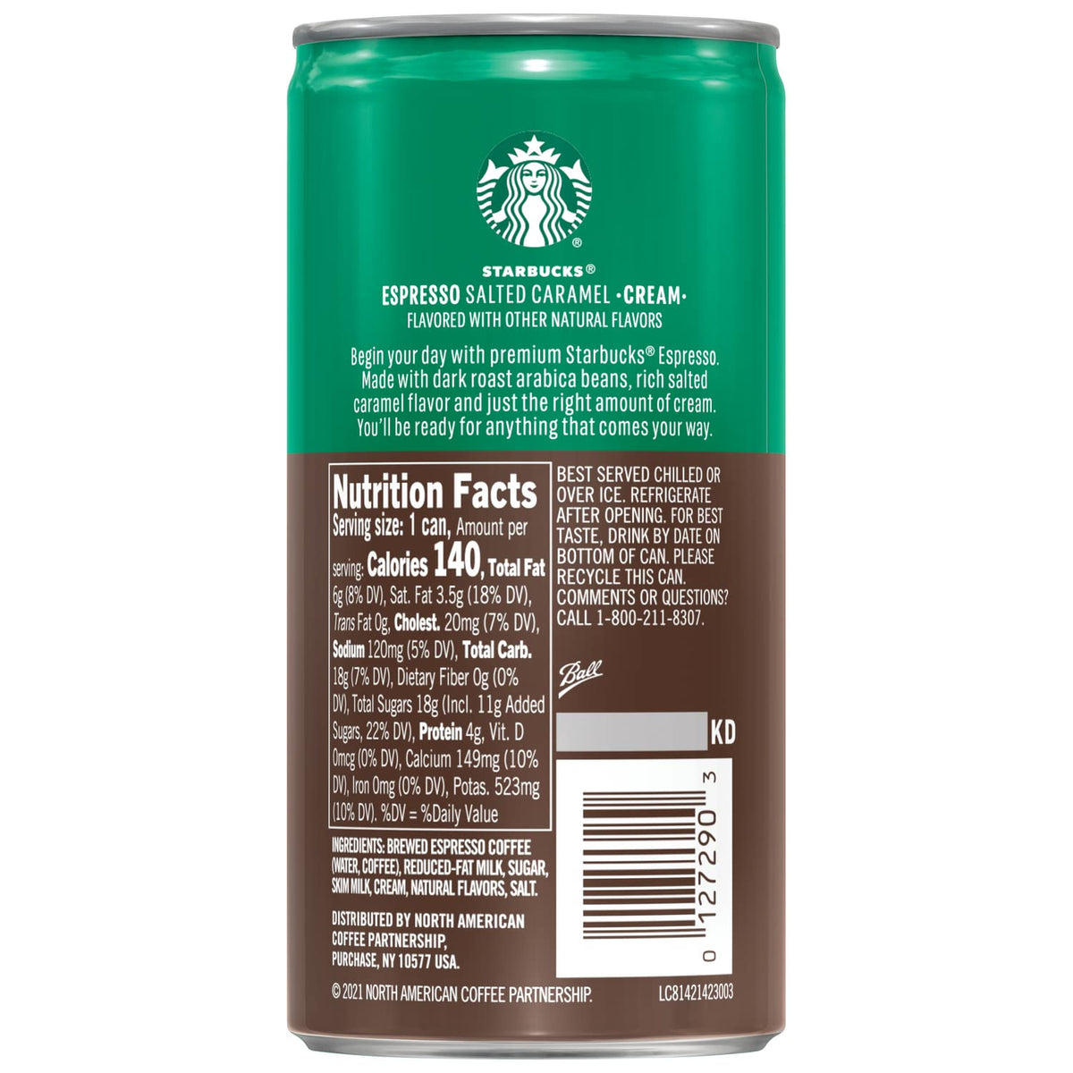 Starbucks Espresso and Cream, Salted Caramel, 6.5 fl oz Cans (12 Pack), Iced Coffee Drink