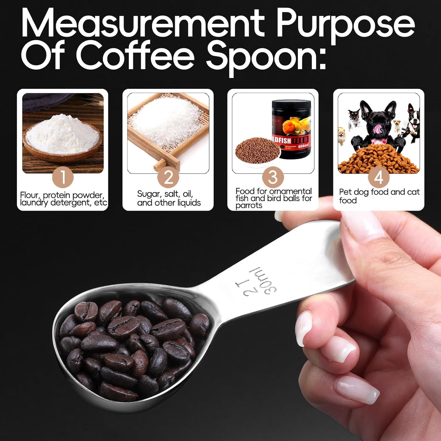 Coffee Scoop 1 Tablespoon Measuring Spoons for Ground Coffee15ML18/8(2pcs). | Sturdy Short Handle 1 Tbsp (304) Metal Stainless Steel Spoon,Coffee Measuring Scoop Fit Into Airscape Coffee Canisters.