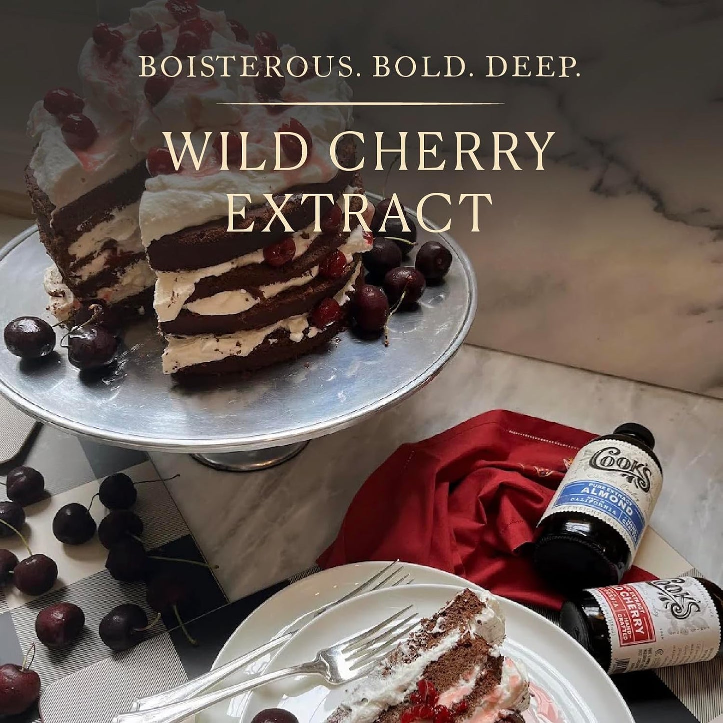 Cook's Wild Cherry Extract for Baking, Preserves &amp; Syrup, 128 oz (Gallon) | Bold wild cherry for pies, cookie bars &amp; black forest cakes