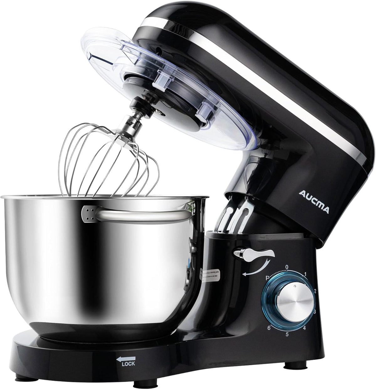 Aucma Stand Mixer,6.5-QT 660W 6-Speed Tilt-Head Food Mixer, Kitchen Electric Mixer with Dough Hook, Wire Whip & Beater (6.5QT, Pink)