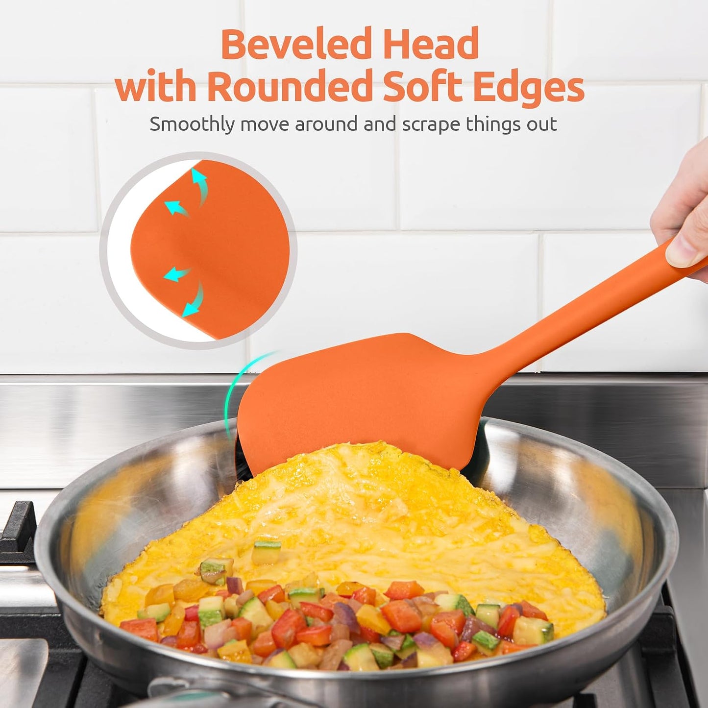 U-Taste Silicone Turner Cooking Spatula, 13.6" Long/3.7" Wide, Orange | 600ºF Heat Resistant Food Grade Silicone Kitchen Utensils, Flexible Egg Flipper &amp; Pancake Spatula Turner for Non Stick Pans