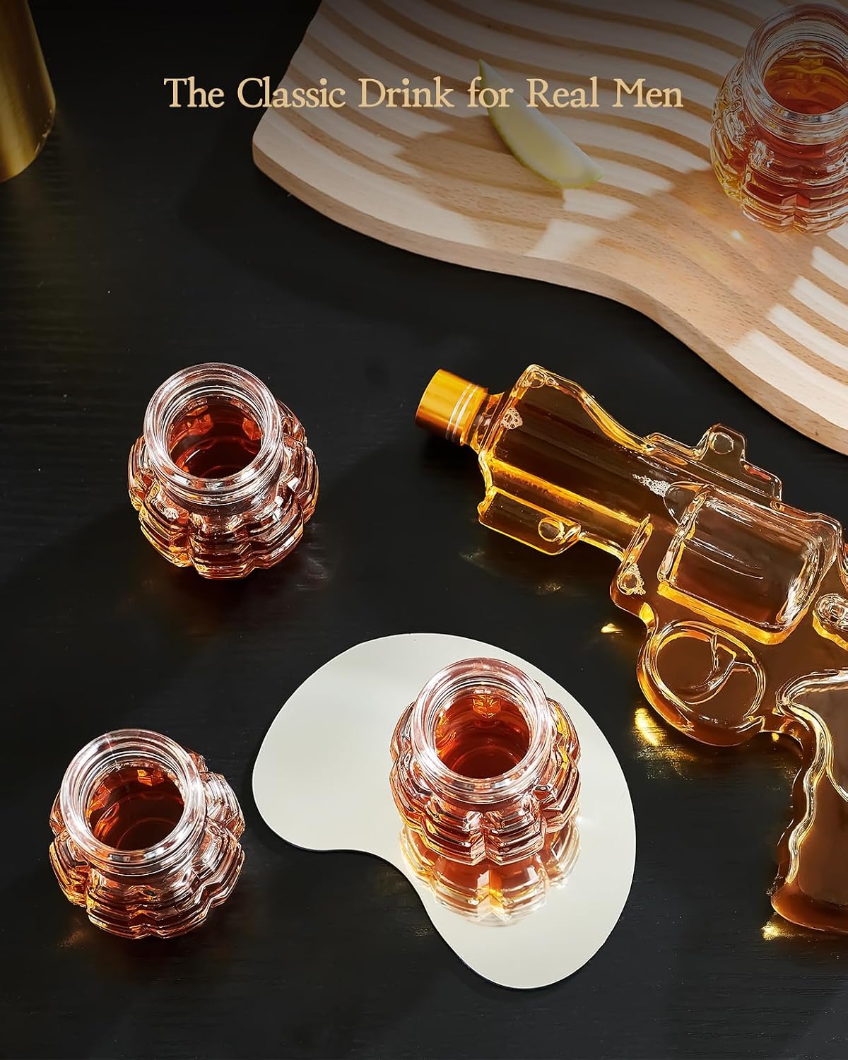 Kollea Grenade Shaped Shot Glass Set, 4 Pcs 3.7 Oz Heavy-Base Cups | Thick Lead-Free Glass for Whiskey, Grenade Design, Tequila, Vodka, Liquor, Gifts for Men, Dad, Boyfriend, Party Cave Decor