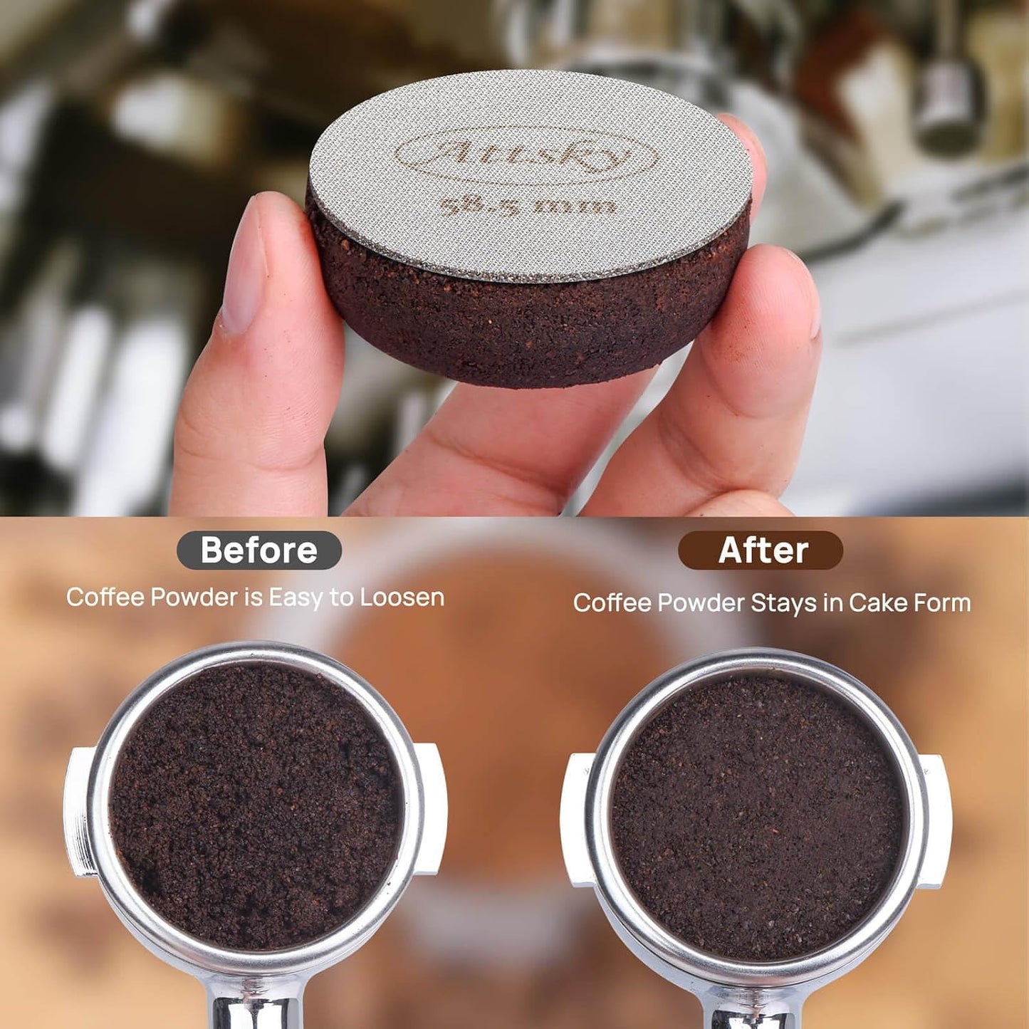 Attsky 58.5mm Espresso Puck Screen for 58mm Portafilter