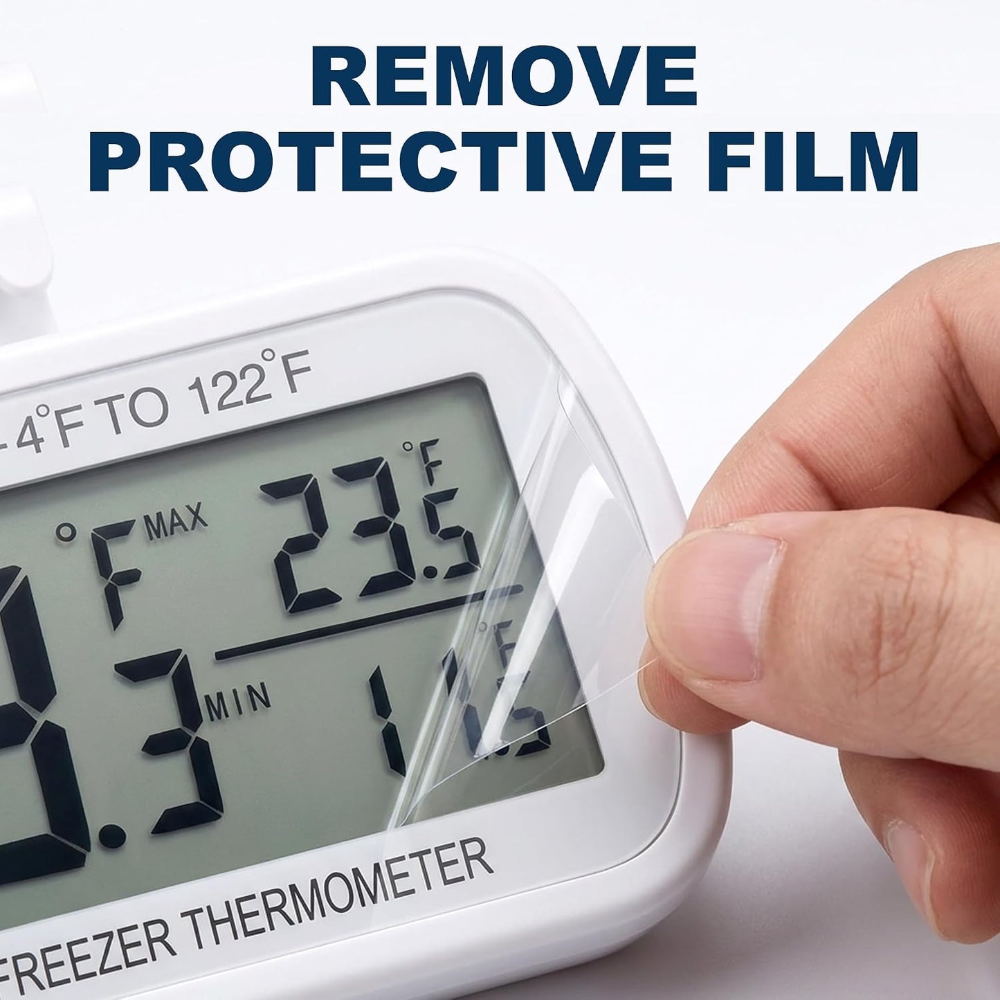 Waterproof Refrigerator Fridge Thermometer, Digital Freezer Room Thermometer, Max/Min Record Function Large LCD Screen and Magnetic Back for Kitchen, Home, Restaurants (2 Pack)