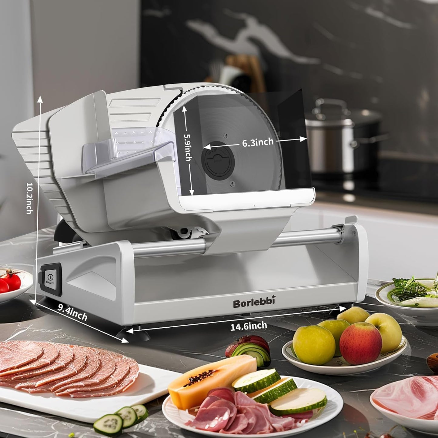 Meat Slicer Machine for Home, 200W Food Slicer with Two 7.5" Blades