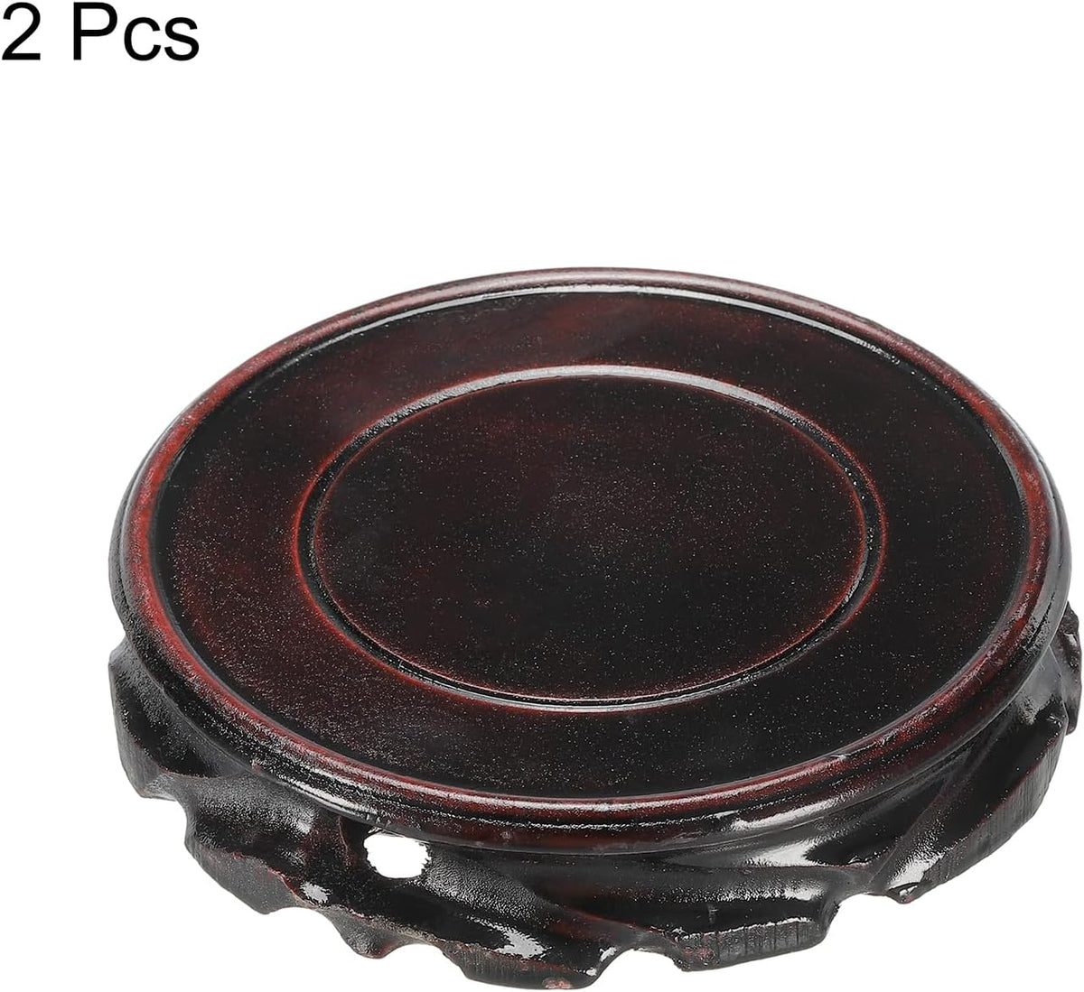 MECCANIXITY Wooden Display Stand Base 110mm/4.33" Diameter Black 2Pcs | Stand Holders for Vase Bonsai Stone Furniture Stable Home Decoration