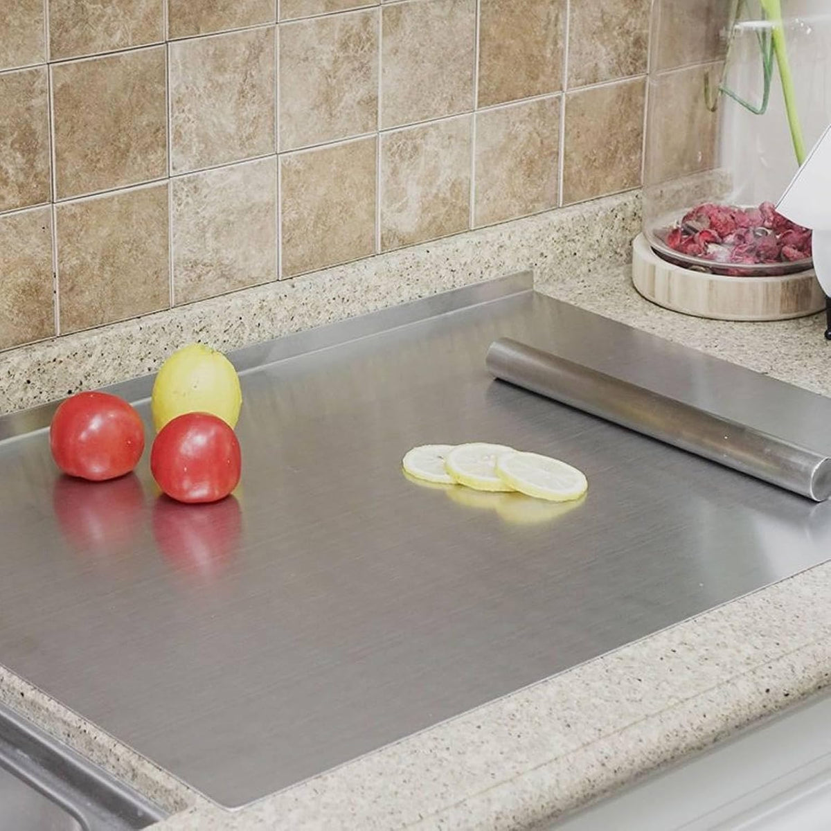 BILLAMB Stainless Steel Cutting Boards for The Kitchen, Suitable for Meat, Fruits, Vegetables, Bread, and Baking Large-sized Cutting Boards (50 x 50cm/19.7 x 19.7 in)