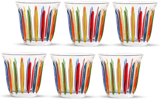 MHW-3BOMBER Shot Glasses Set of 6 Small Glass Cups 3OZ Colored Painted Latte Glasses for Espresso, Whiskey, Vodka, Spirits &