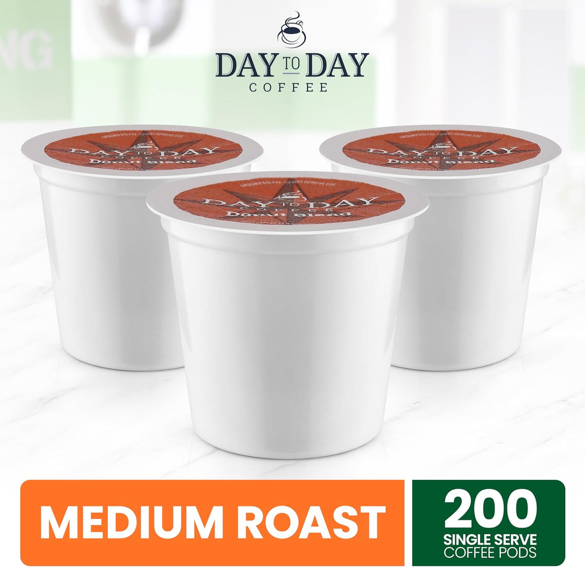 Day To Day Coffee Pods, Donut Blend Medium Roast, 200 Count Bulk | Keurig K-Cup compatible single serve pods. Bulk 200 count value pack for everyday home, office and breakroom coffee