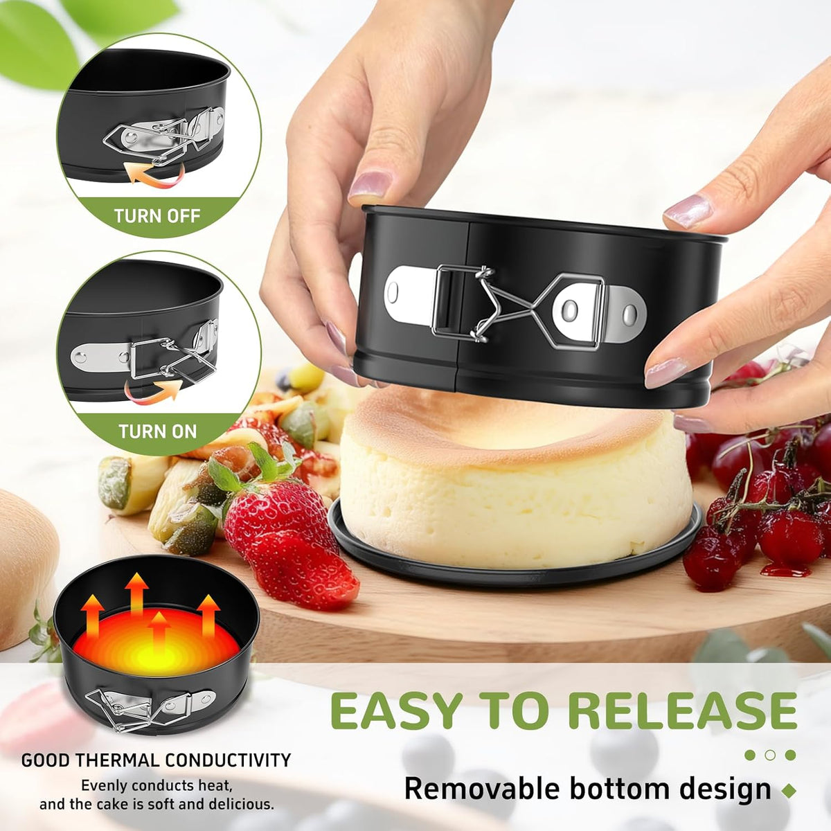 ZeroPone 4 Inch Mini Springform Pan for Mini Cheesecake Pizza | Non-stick Cheesecake Pan with Removable Bottom Small Cake Mold withstands up to 450°F