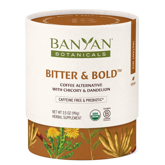 Banyan Botanicals Bitter & Bold – Organic Caffeine-Free Herbal Coffee Alternative – Milk Thistle, Chicory, and Dandelion