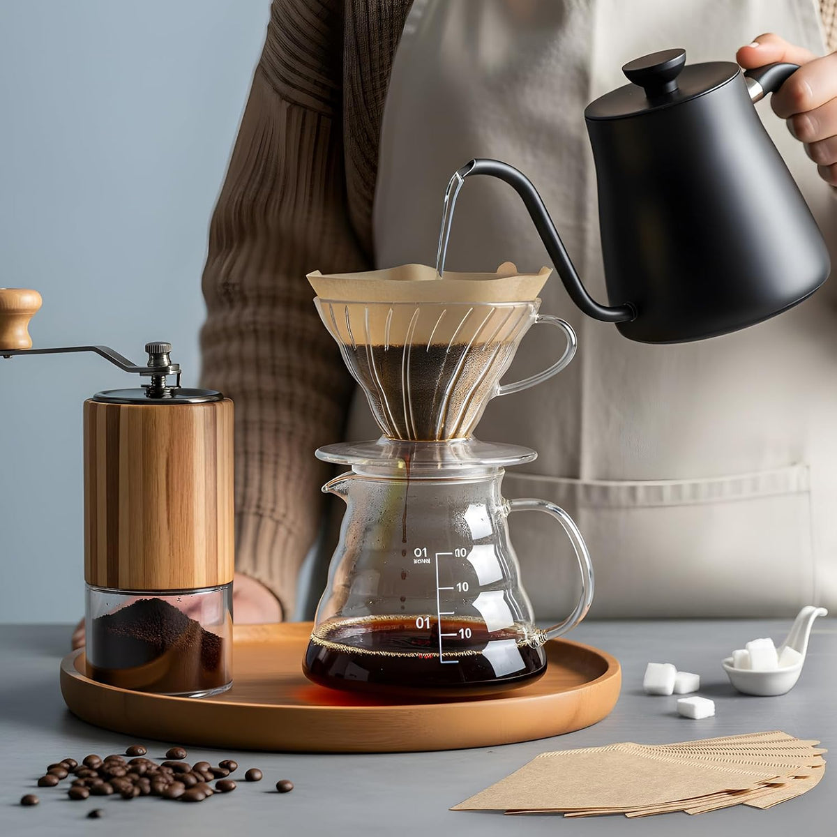 200 Count #4 Cone Coffee Filters 8-12 Cup, Unbleached Natural Coffee Paper Filters, No Blowout, Disposable Coffee Filter for Pour Over and Drip Coffee Maker