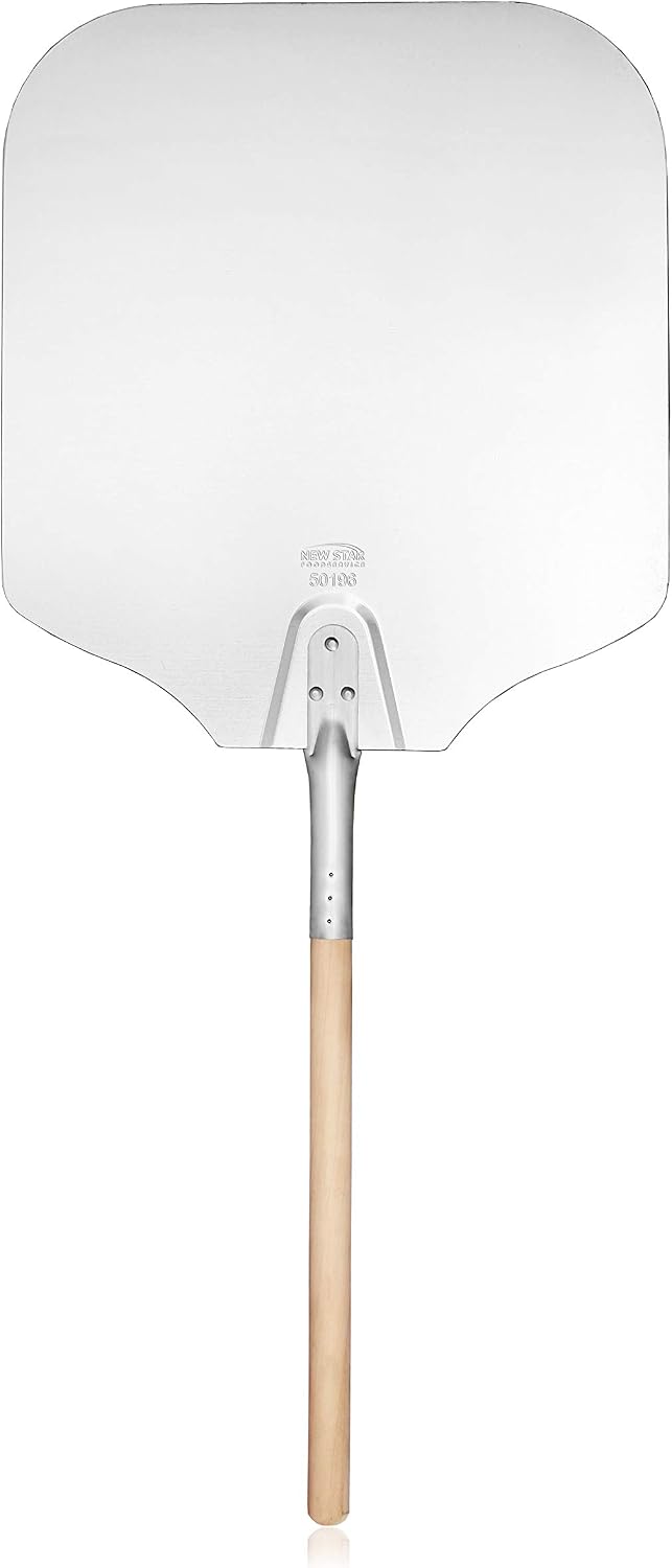 New Star Foodservice 50196 Aluminum Pizza Peel, 16 x 18 inch Blade