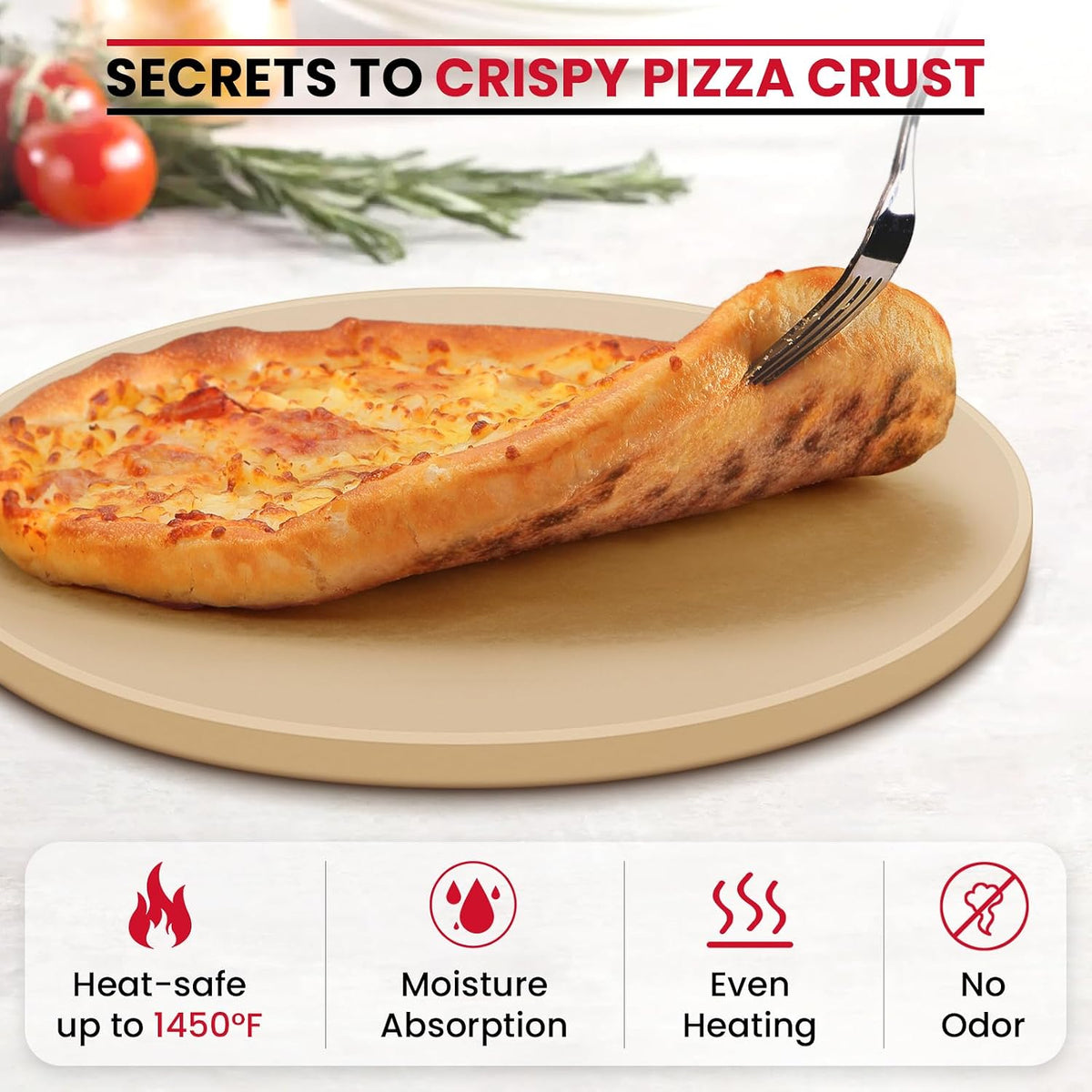 Unicook Pizza Stone for Oven &amp; Grill, 10" Dia Round Cordierite Baking Stone