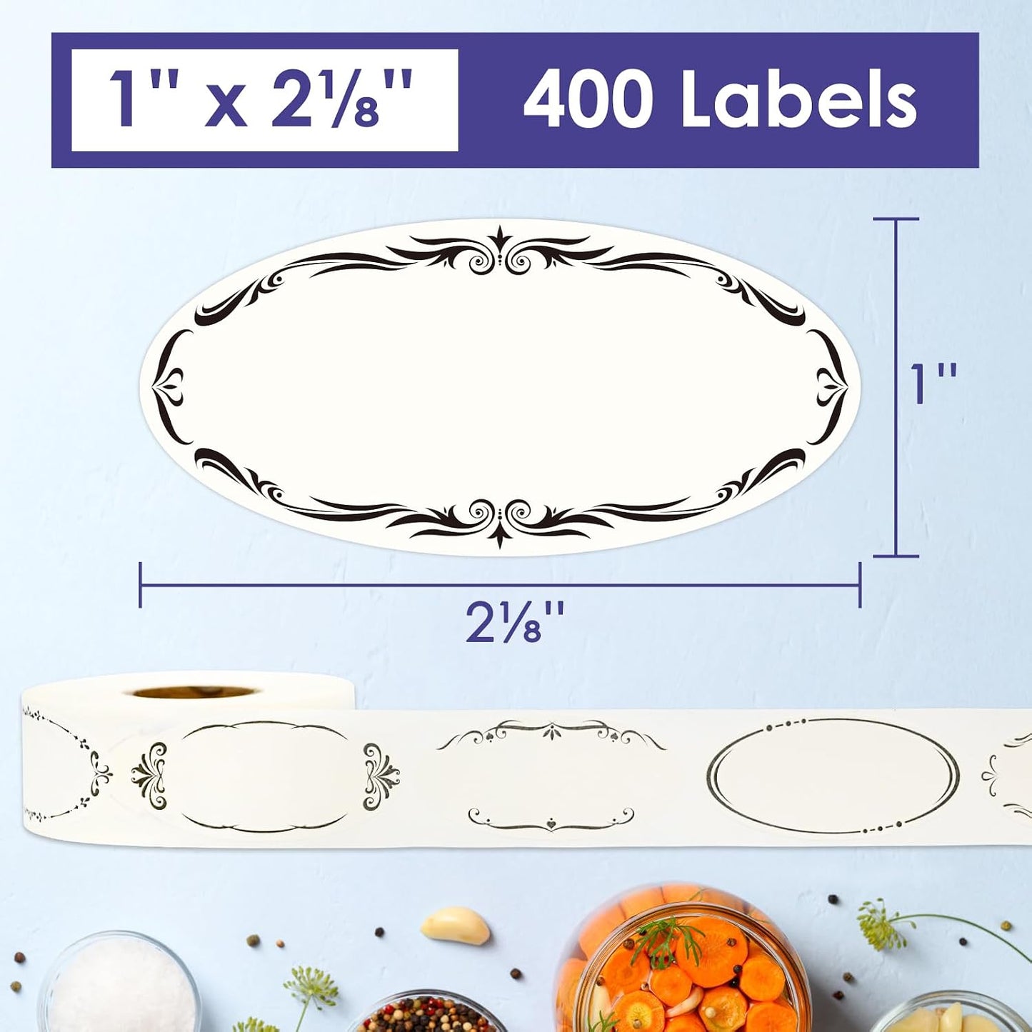 DGBDPACK Water Soluble Canning Labels, 1 x 2 1/8 in for Mason Jars 400 Pack