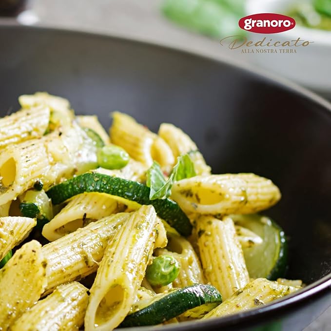 Granoro Dedicato Penne Rigate #26 - Authentic Italian Pasta, Made from 100% Puglia Durum Wheat Semolina, Non-GMO, Vegan, 1 lb Bags (Pack of 2)