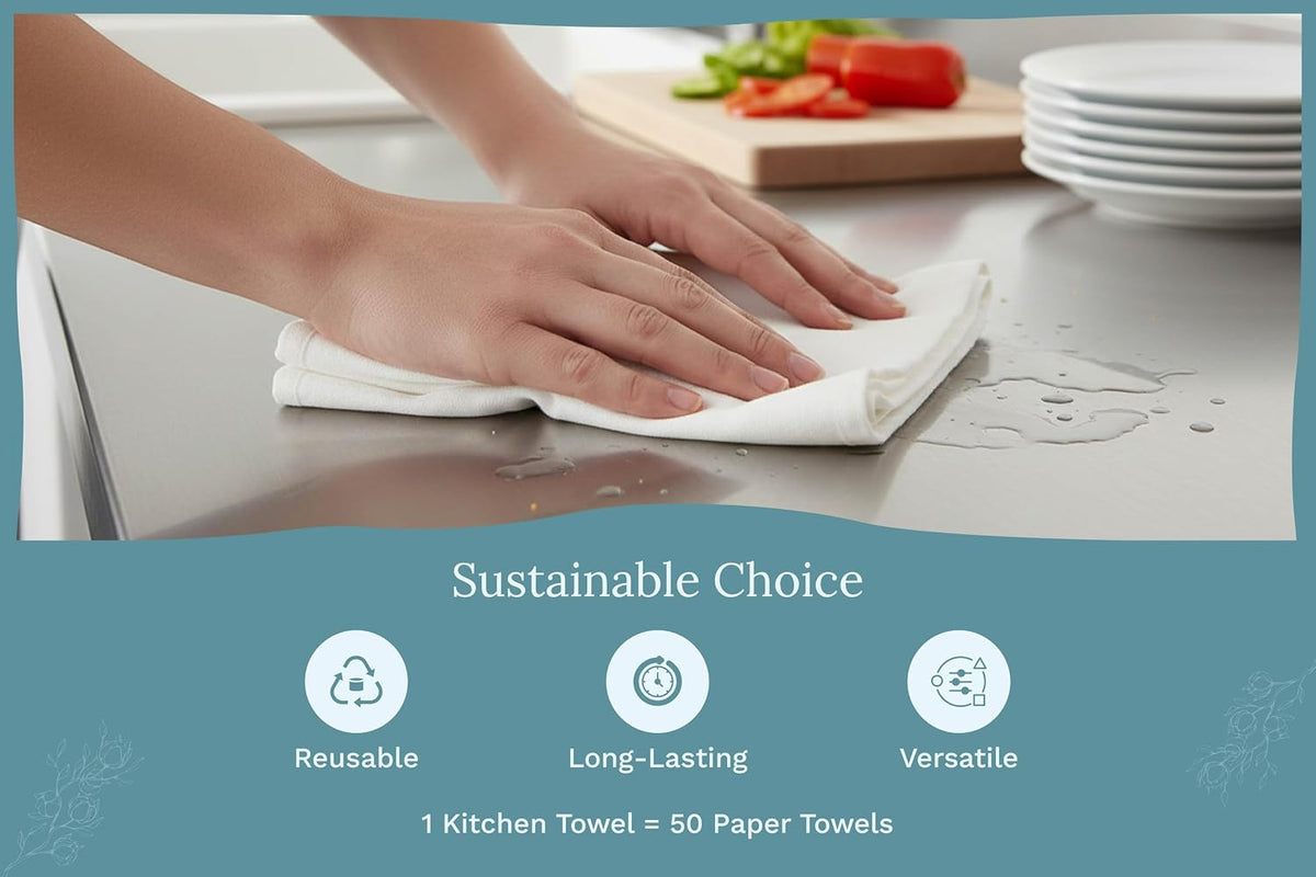 Wholesale Flour Sack Kitchen Towels – 50 Pack, Unbleached, All-Natural 100% Cotton Bulk Flour Sack Towels – Toxic-Free and Dye-Free - Extra Large Size 27”x27” (Natural – 50 Pack)