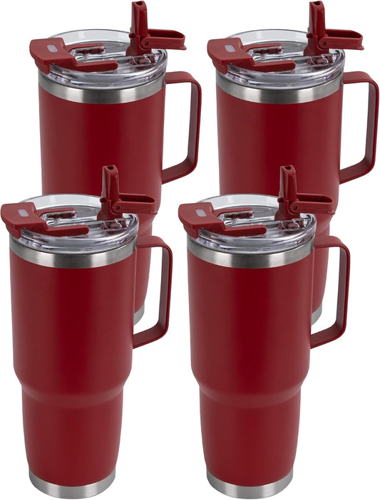 HASLE OUTFITTERS 30oz Tumbler Bulk with Handle, Insulated Travel Coffee Mug Set with Handle Leak-Proof Double Wall Stainless