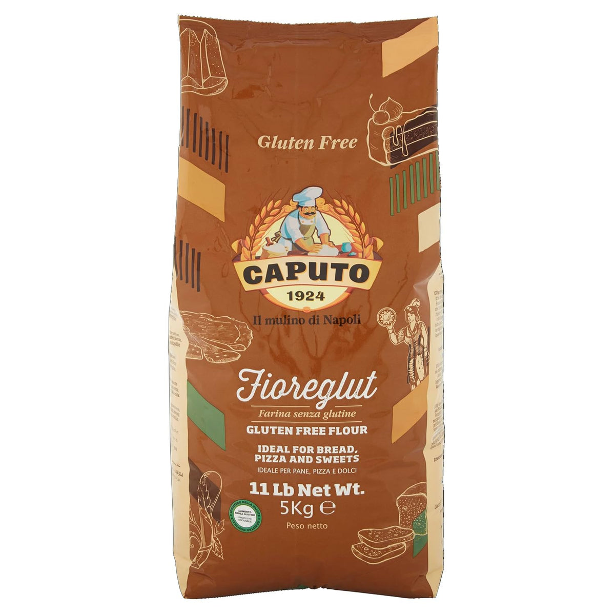 Antimo Caputo Gluten Free Pizza Flour 11 Lb Bulk - All Natural Multi Purpose Flour & Starch Blend for Baking Pizza