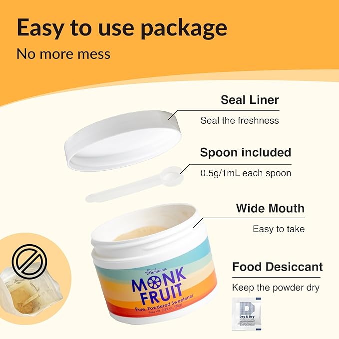 NAMANNA Pure Monk Fruit Sweetener - Zero Calorie, Zero Carb, Paleo Safe (25% Mogroside V, 100g, 2000 Servings)