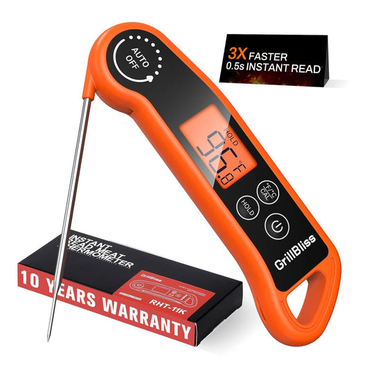 Instant Read Meat Thermometer Within 0.5s, GrillBliss Meat Thermometer Digital with ±0.5℉ Accuracy, Food Thermometer with