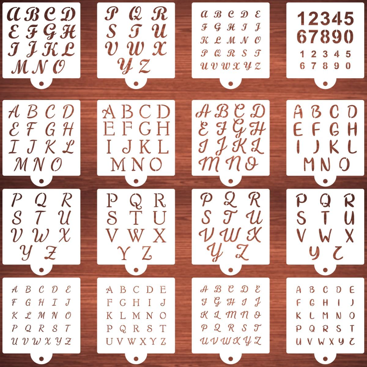 Alphabet Letter Stencils for Cookies Baking - 16 Pack Letter and Number Stencil Templates for Cakes Cookies Baking, Reusable Letter Stencils for Wood Crafts Painting &amp; Cake Cookie Airbrush Decorating