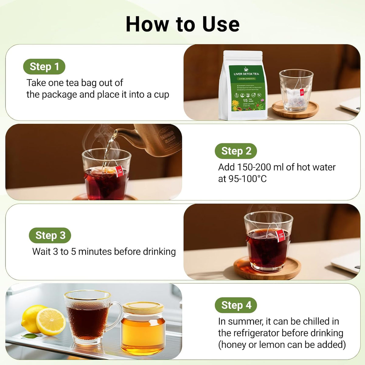 Liver Detox Tea, Chinese Kidney and Liver Cleanse Detox Herbal Tea Support Kidney Healthy Function with 11 Precious Ingredients Formula (1 Pack/15 Bags)