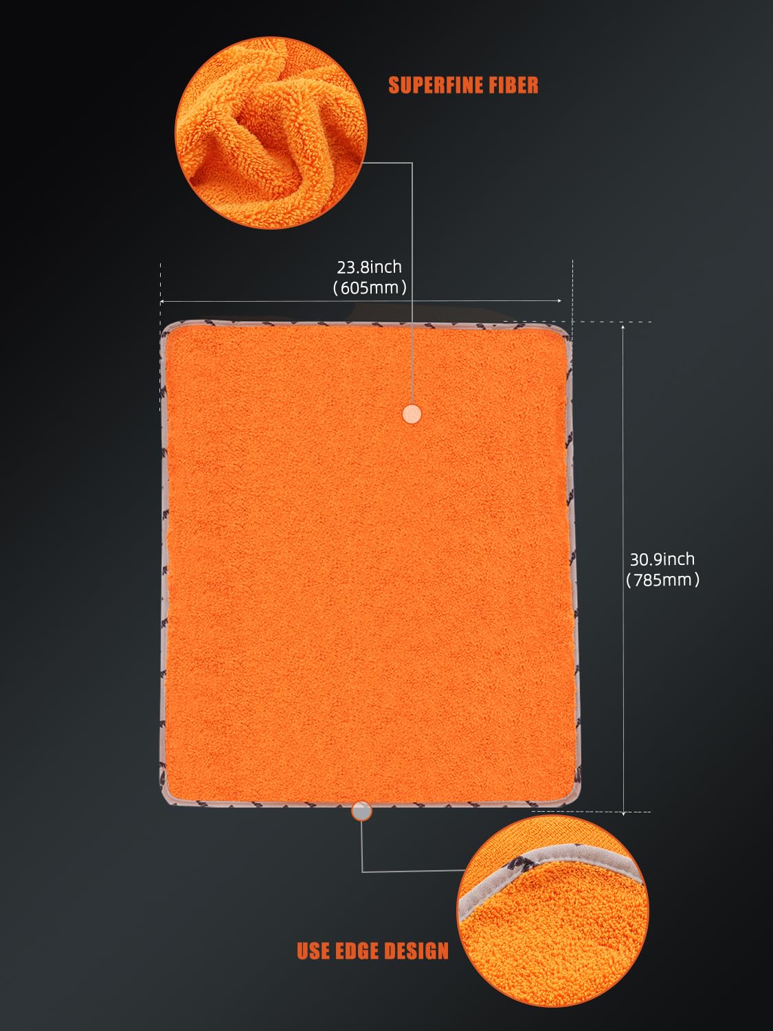 SPTA Drying Towel, Microfiber Car Drying Towel, 1 Pack Highly Absorbent, Scratch Free Large Car Wash Drying Towel for Car Washing, Drying &amp; Auto Detailing, 23.8 x 30.9 inch, Orange-MT032
