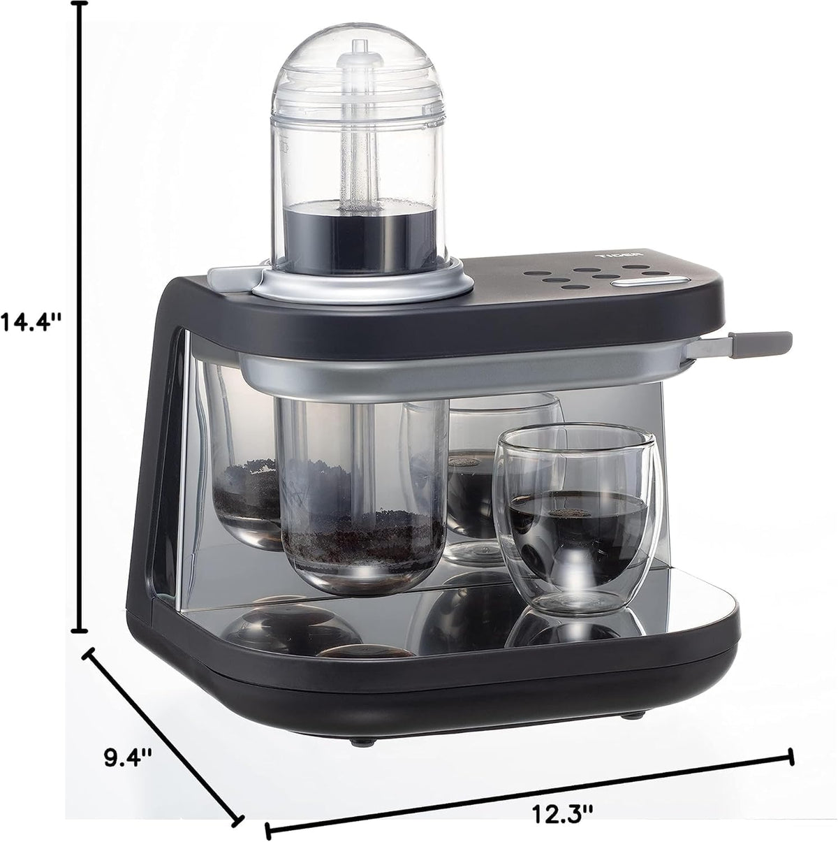 Tiger Siphonysta Siphon Coffee Maker | Single Serve Coffee Machine with Automatic Siphon Brewing | 9 Flavor Settings | Vacuum Brew Technology | Made in Japan | 10 oz | Black