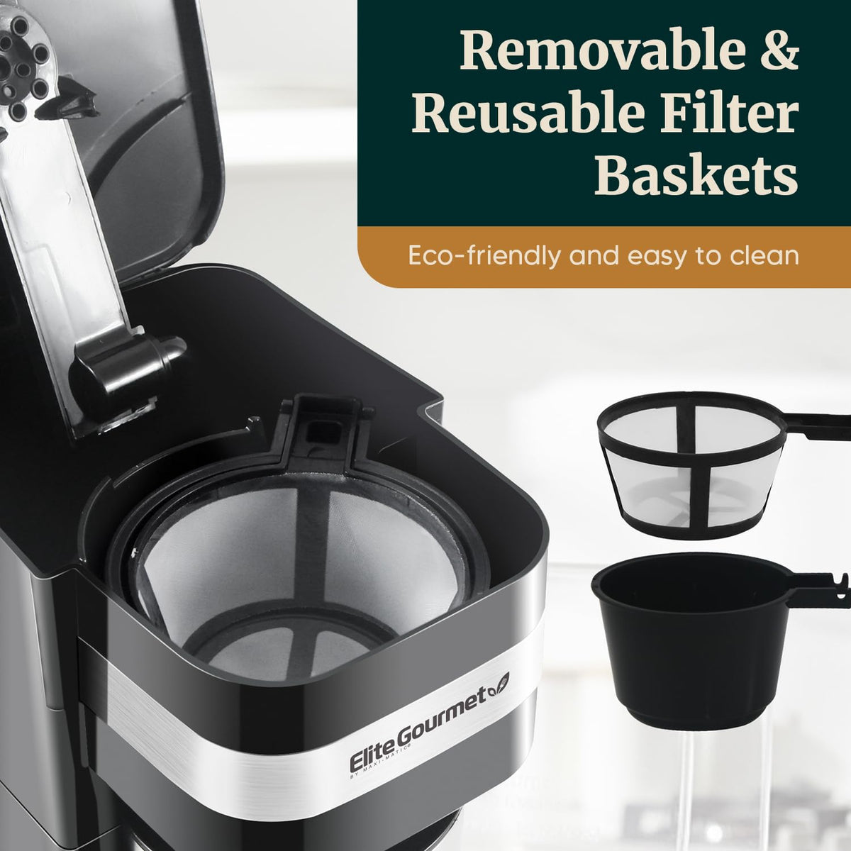 Elite Gourmet EHC113 Personal Single-Serve Compact Coffee Maker, Black
