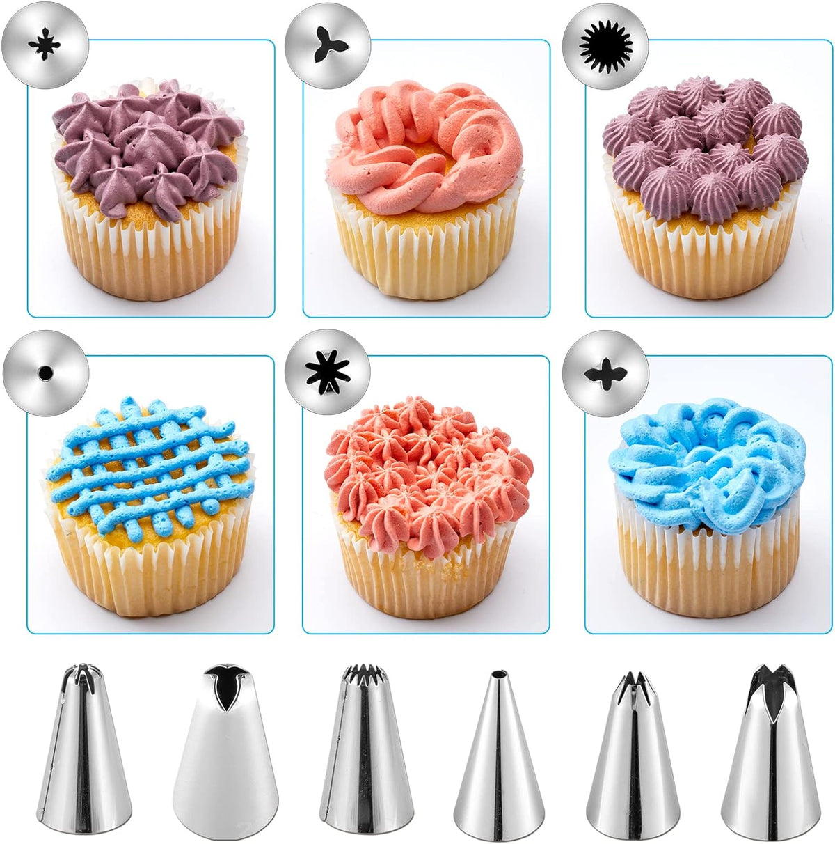 24pcs Reusable Piping Bags and Tips Set, with Couplers and Frosting Bags Ties for Cookie Icing Cakes Cupcakes