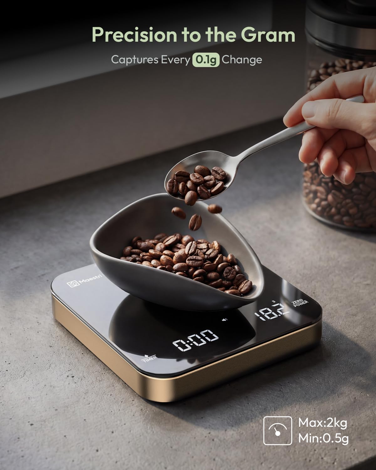 Maestri House S2 Espresso Coffee Scale with Timer 0.1g Precision Shot Scale