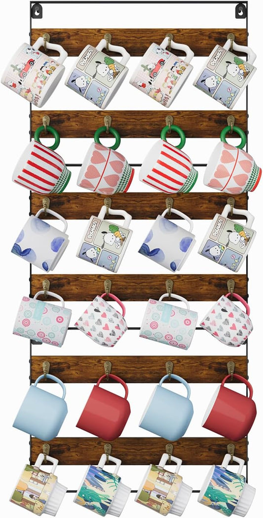 Mug Racks for Wall, Coffee Mug Holder Wall Mount Up to Hold 24 Mugs, Coffee Mug Rack Wall Mounted（3Pack） for Kitchen, Home,